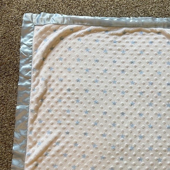Carters Just One You Mommy's Little Man Blue White Satin Star Dot Baby Blanket - Picture 5 of 8